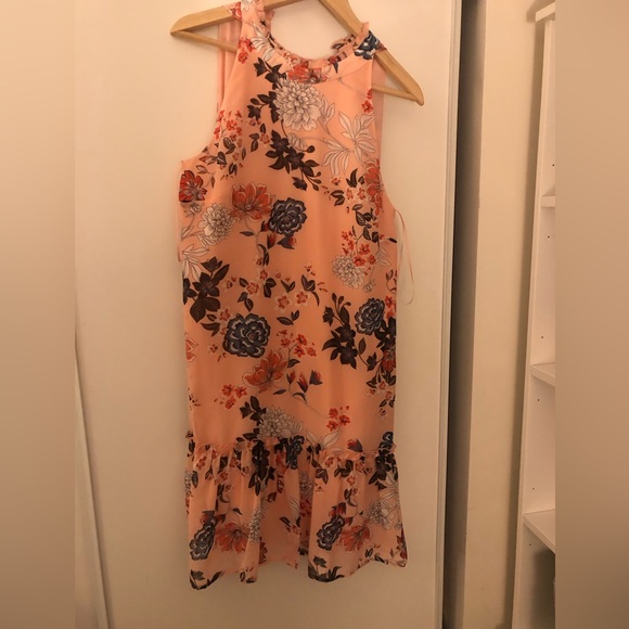 Mini pink floral dress with high neck - new with tags - Picture 1 of 3